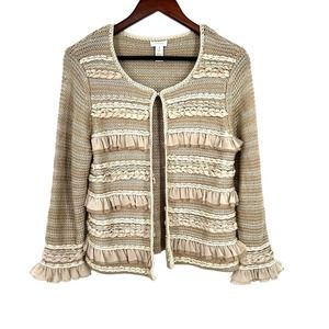 Chico's Textured Cardigan in Beige and Cream